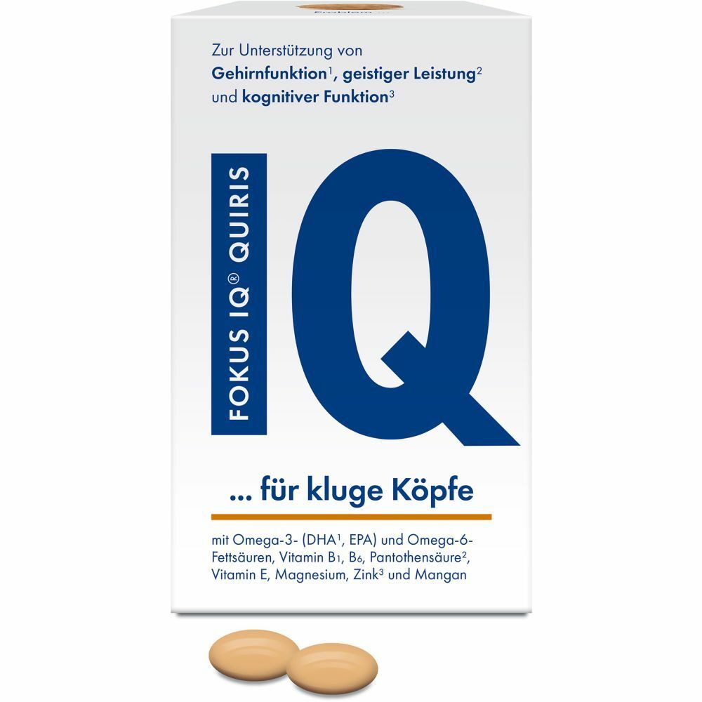 FOKUS IQ QUIRIS zur Unterstützung geistiger Leistungsfähigkeit mit Omega-3 und 6 und Vitamin-Mineralstoff Komplex