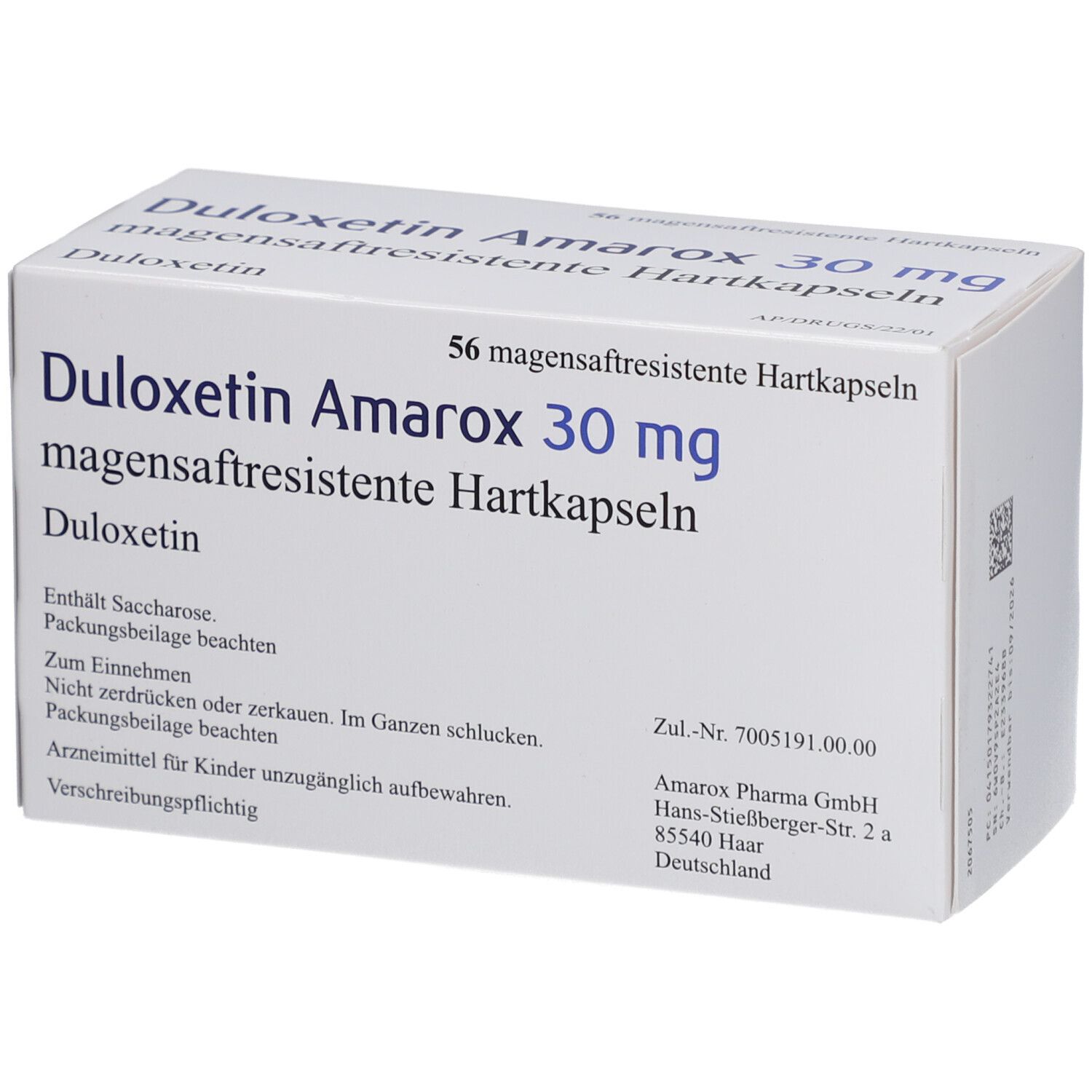 DULOXETIN Amarox 30 mg magensaftresist.Hartkapseln