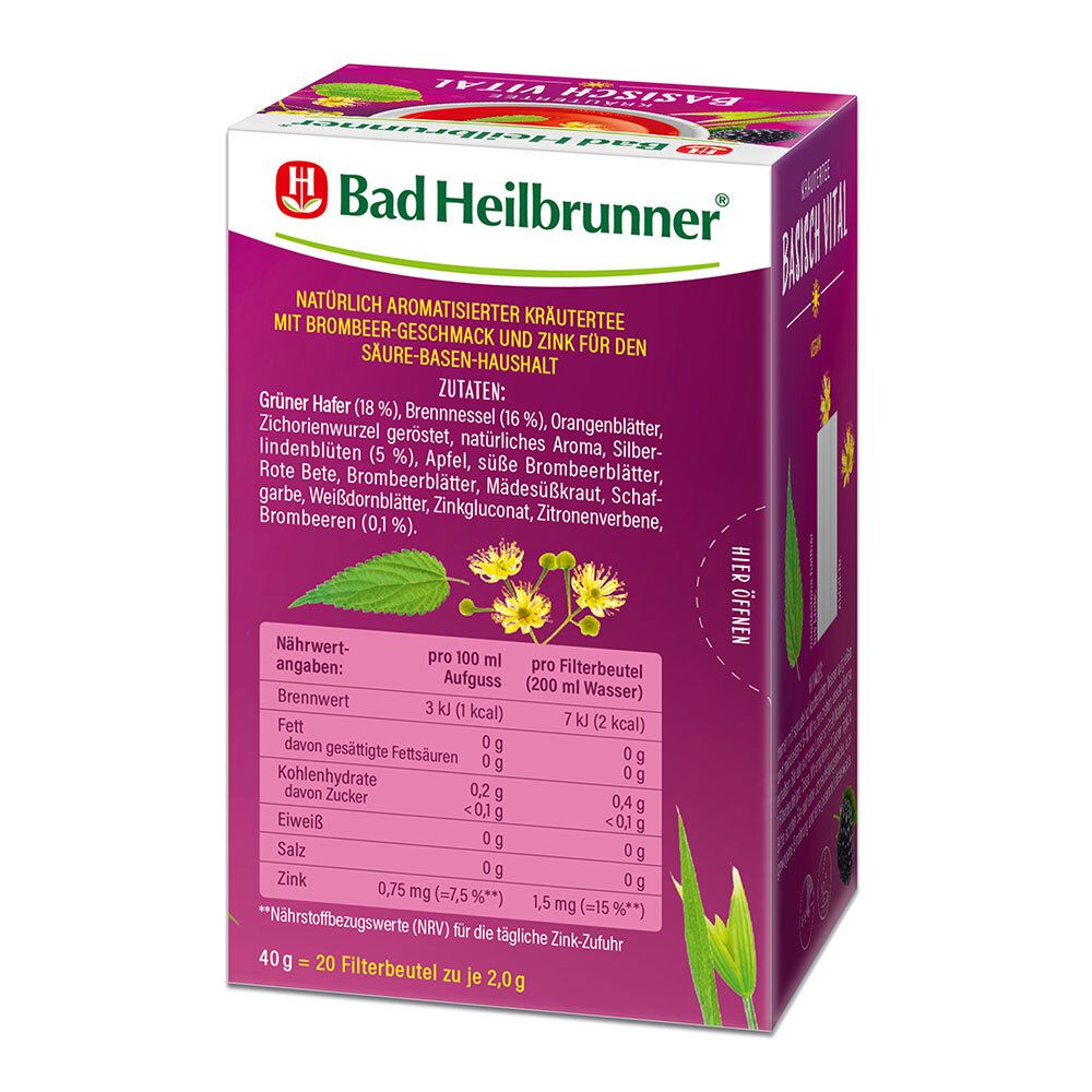 BAD Heilbrunner Basisch Vital Tee Filterbeutel 20x2 g