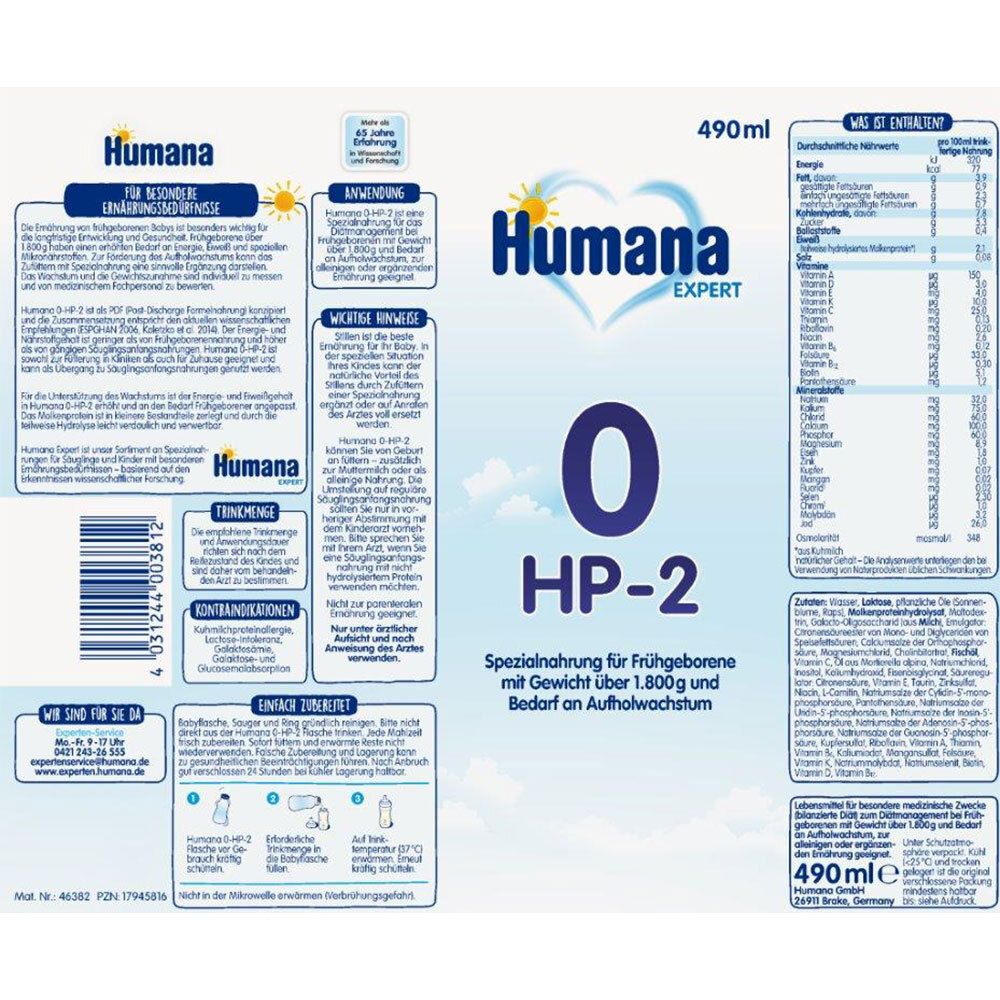 Humana Expert 0 HP-2 trinkfertig