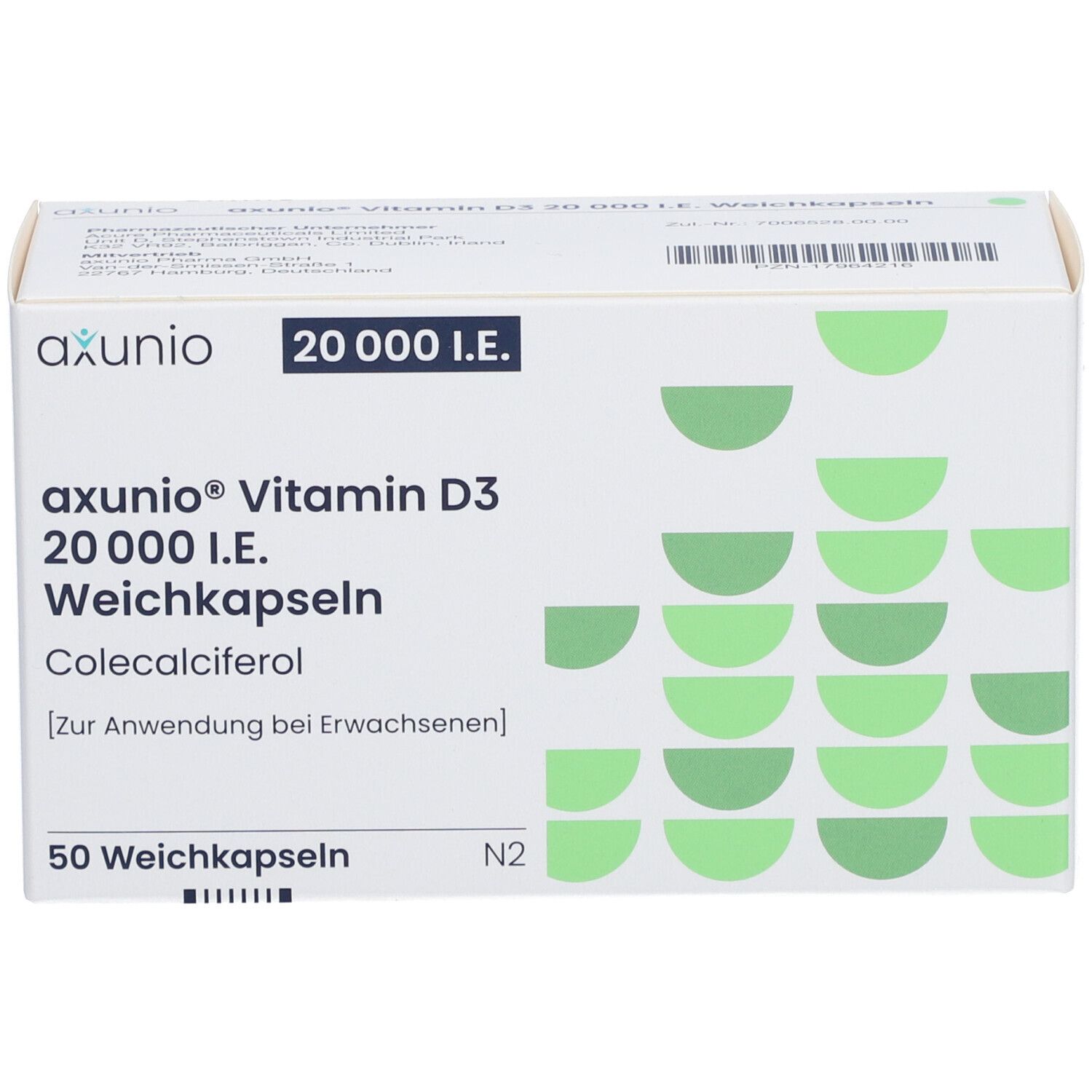 AXUNIO Vitamin D3 20.000 I.E. Weichkapseln