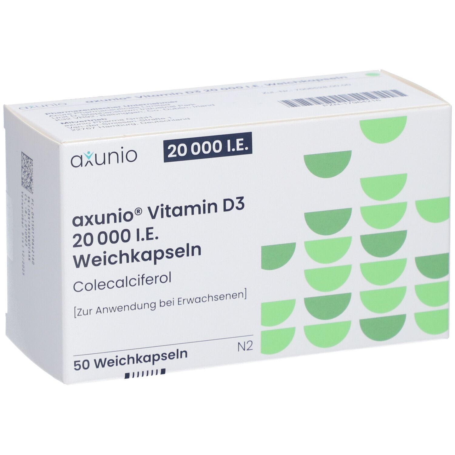 AXUNIO Vitamin D3 20.000 I.E. Weichkapseln