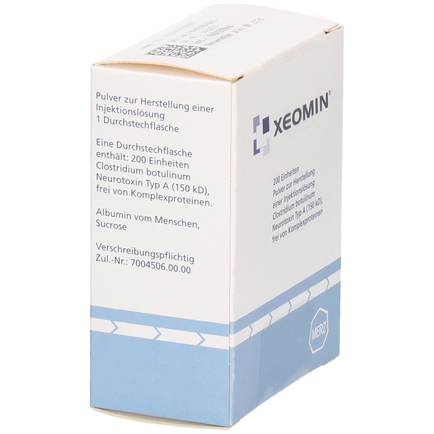 XEOMIN 200 Einheiten Pulver zur Herstellung einer Injektionslösung, enthält Clostridium botulinum Neurotoxin Typ A (150 kD).