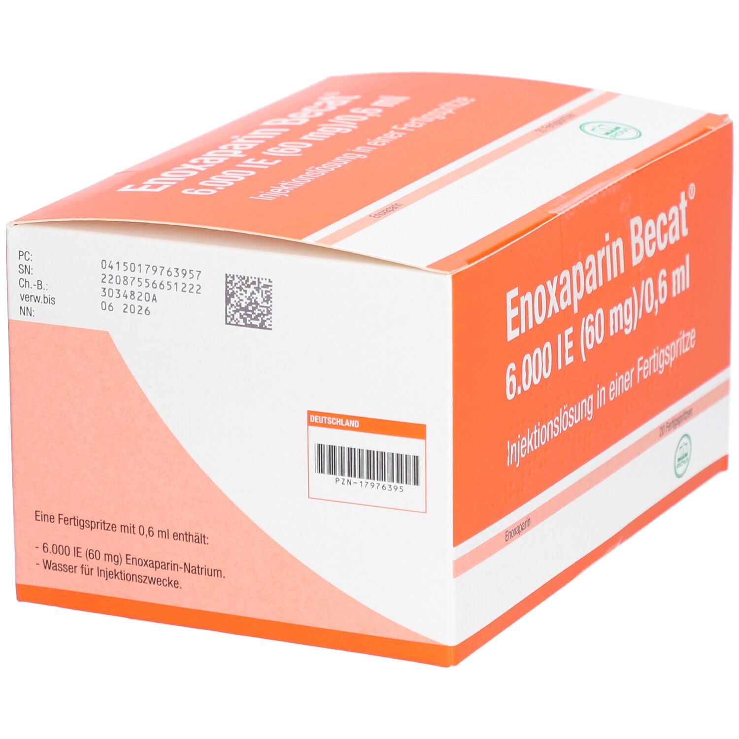 Enoxaparin Becat 6.000 I.e. 60mg/0,6ml Inj.-Lsg.FS 24 St Infusionsemulsion