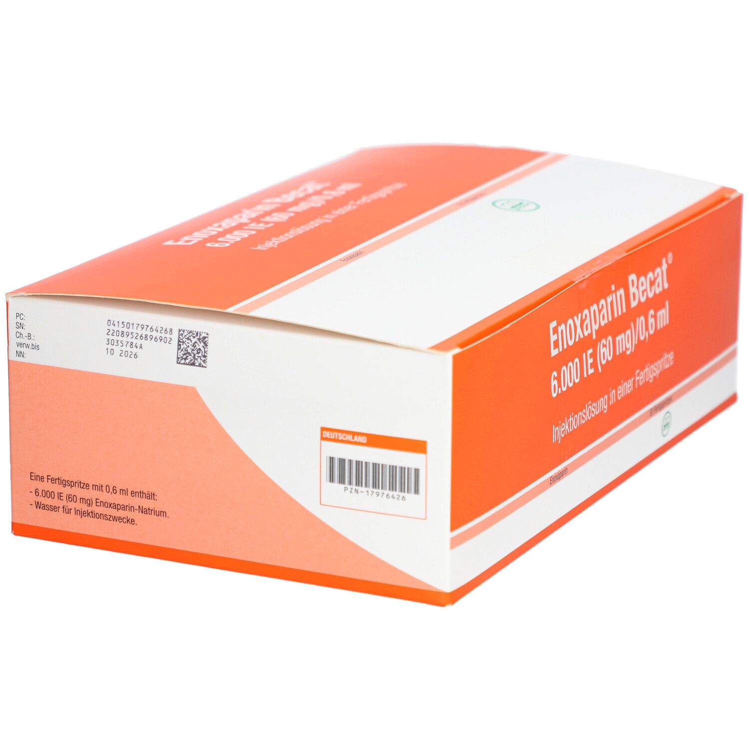 Enoxaparin Becat 6.000 I.e. 60mg/0,6ml Inj.-Lsg.FS 50 St Infusionsemulsion