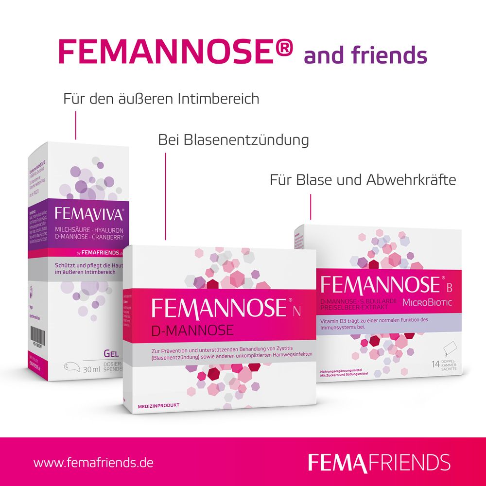 Femannose N – Trinkgranulat mit je 2000 mg D-Mannose Pulver hochdosiert