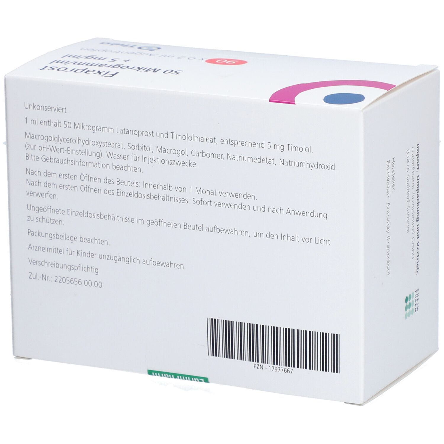 FIXAPROST 50 Mikrogramm/ml + 5 mg/ml Augentr.EDP