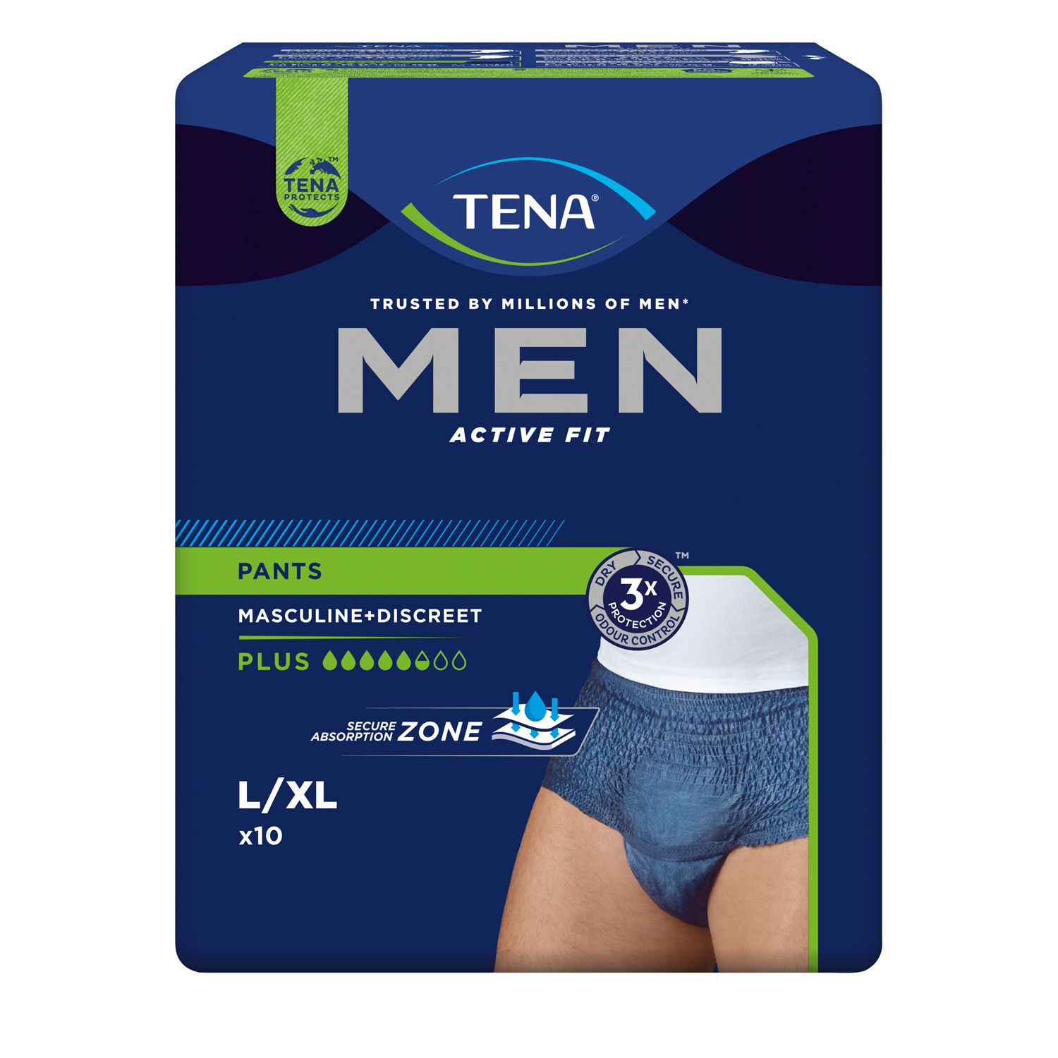 Tena Men Active Fit Pants Plus blau L/Xl