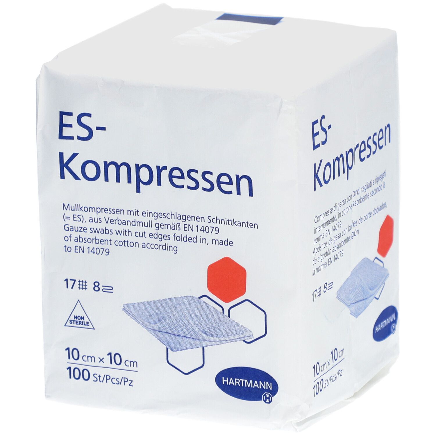 Es-Kompressen unsteril 10x10 cm 8fach 100 St Kompressen