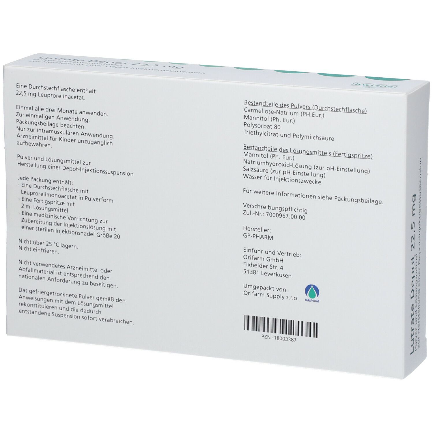 LUTRATE Depot 22,5 mg P.u.LM z.H.e.Dep.Inj.-Susp.