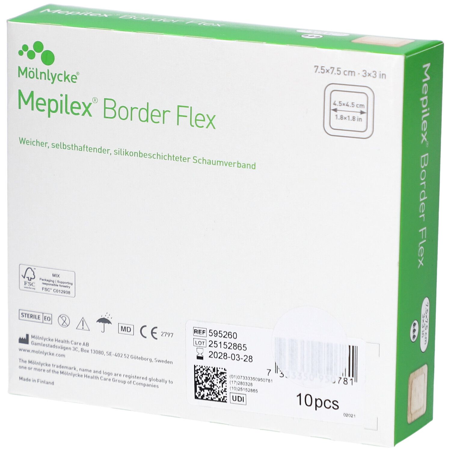 Mepilex® Border Flex Schaumverband 7,5 cm x 7,5 cm