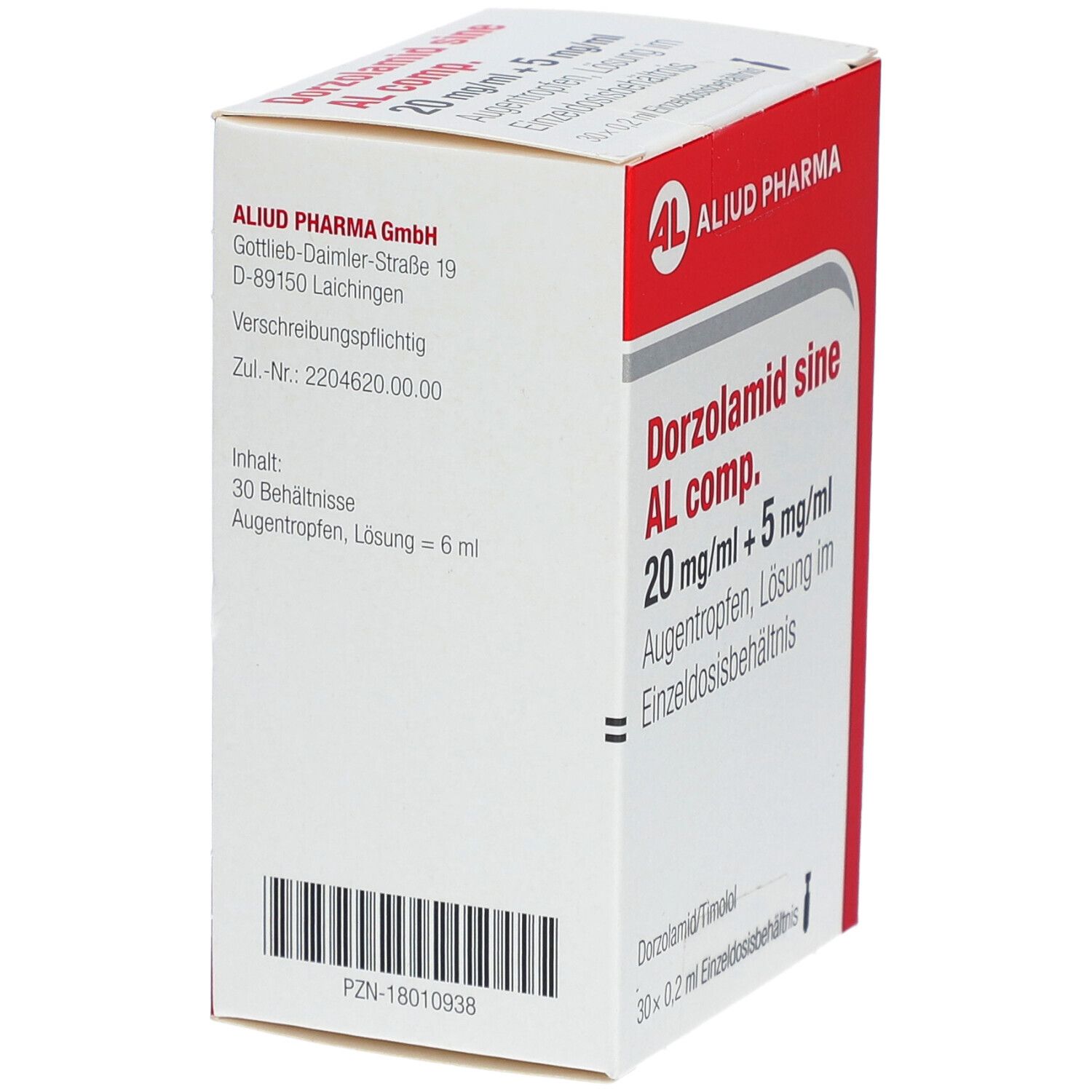 Dorzolamid sine AL comp. 20mg/ml+5mg/ml ATR im EDB 30x0,2 ml Einzeldosispipetten