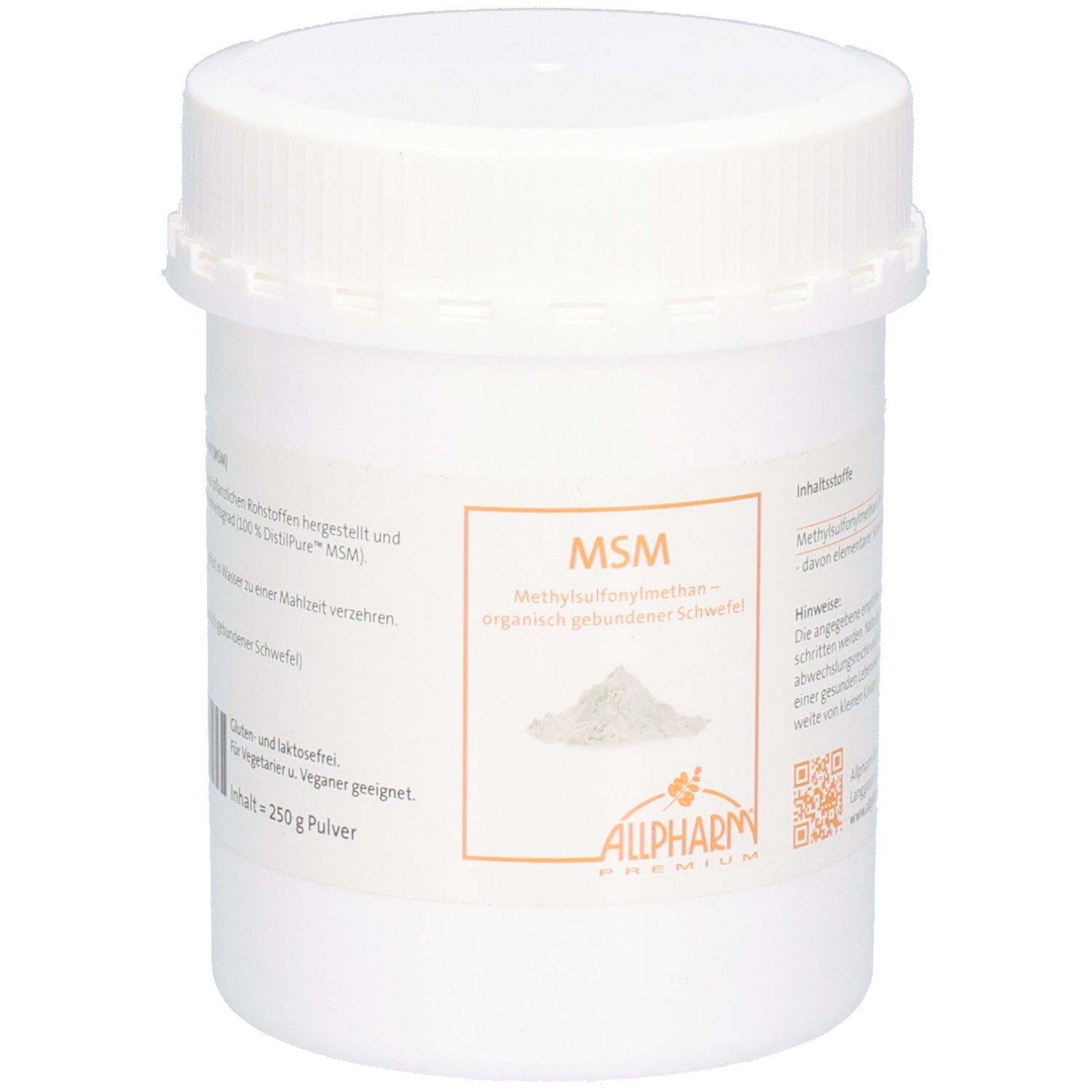 MSM Pulver Allpharm Premium 250 g zur Herstellung einer Lösung zum Einnehmen