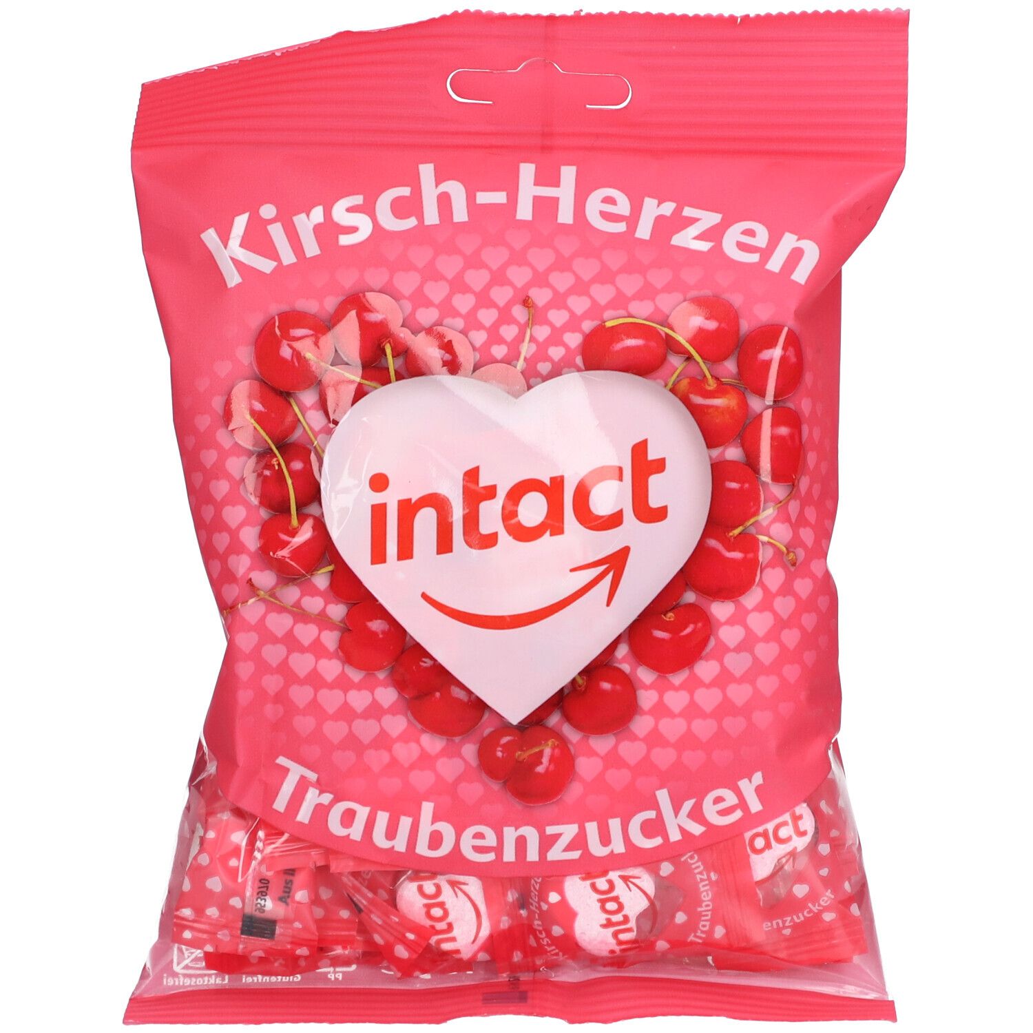 intact Traubenzucker Beutel Kirsch-Herzen