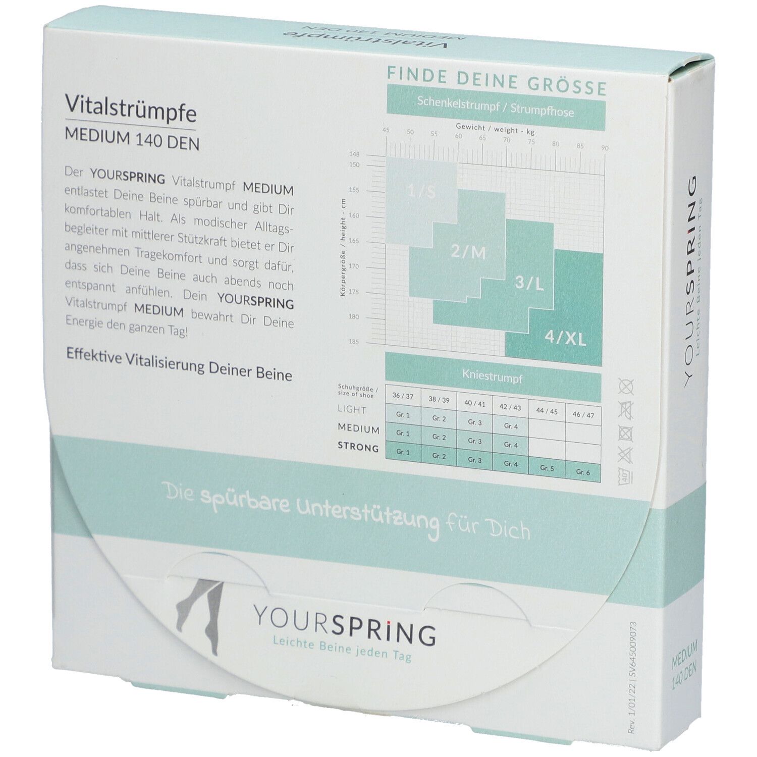 Spring® YOURSPRING Medium Stützkniestrumpf tansparent Gr. 40/41 schwarz
