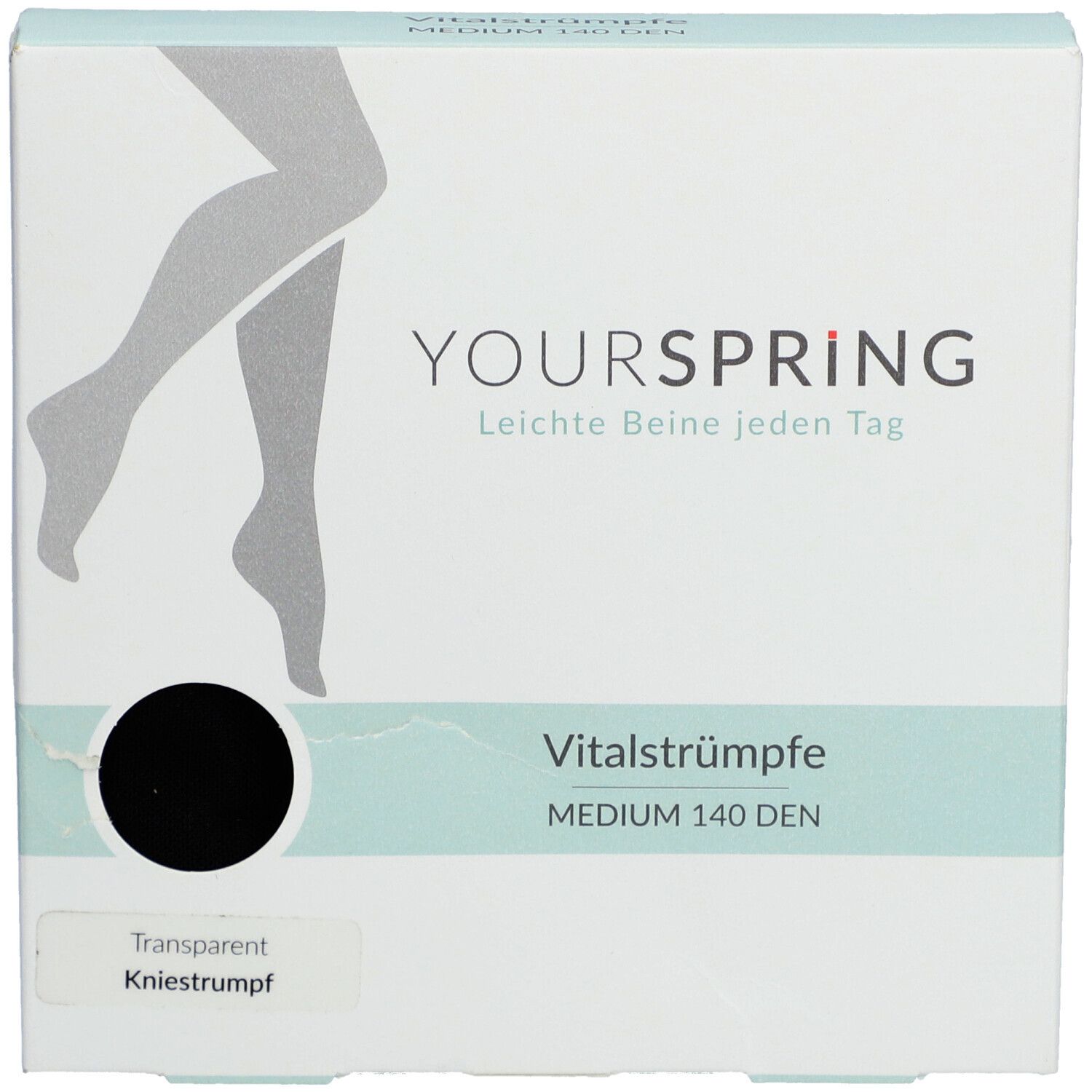 Spring® YOURSPRING Medium Stützkniestrumpf tansparent Gr. 40/41 schwarz