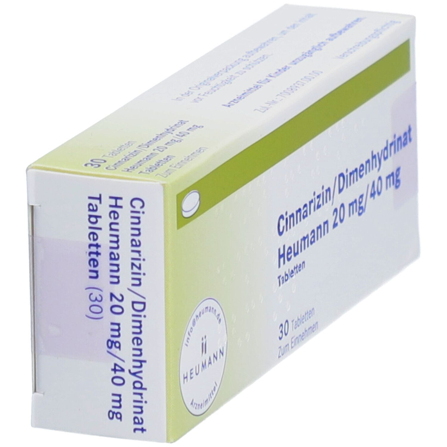 CINNARIZIN/Dimenhydrinat Heumann 20 mg/40 mg Tabl. 30 St Tabletten