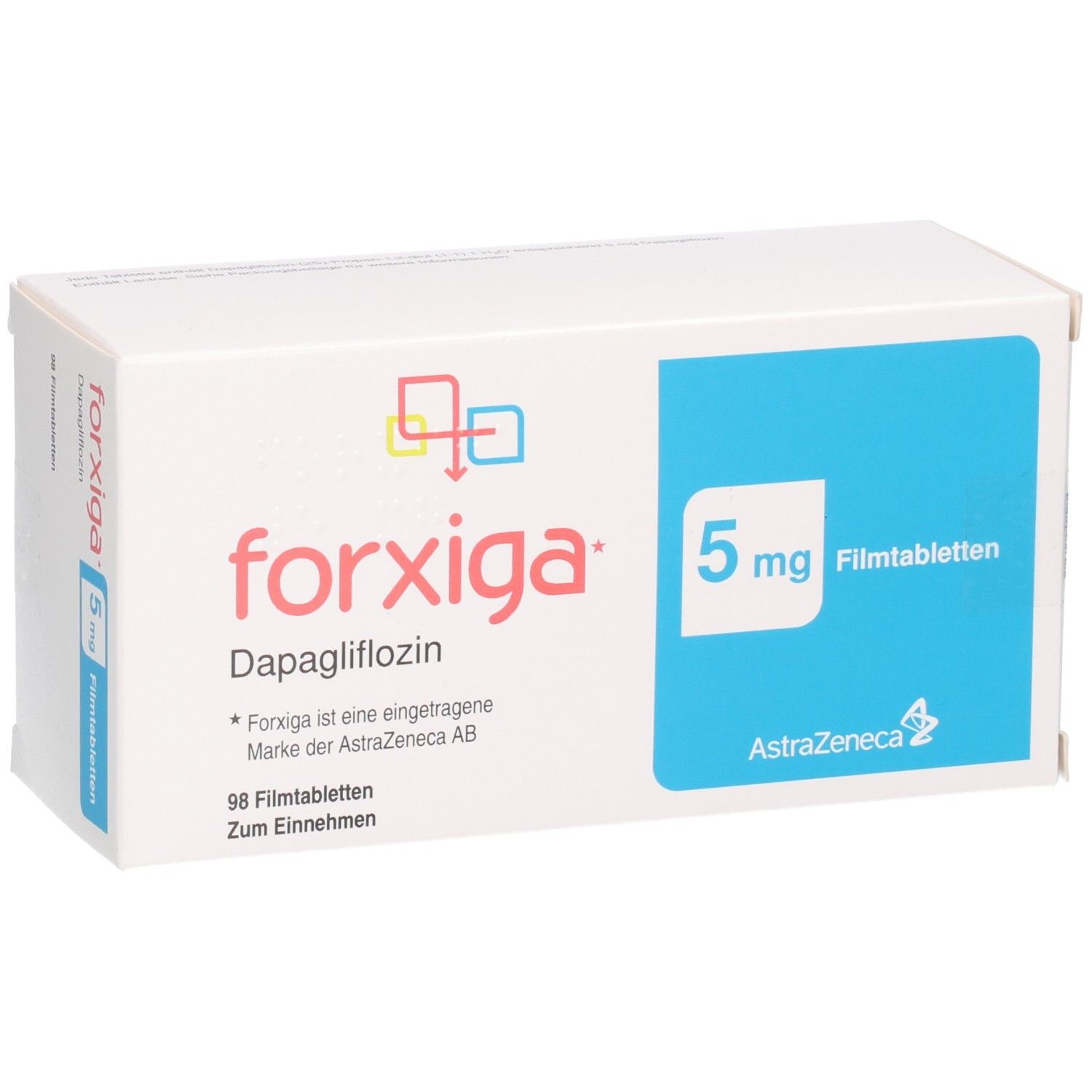 Forxiga 5 mg Filmtabletten, Dapagliflozin, 98 Filmtabletten