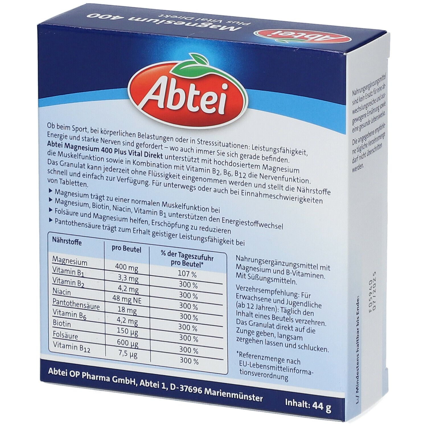 Abtei Magnesium 400 Plus Vital Direkt