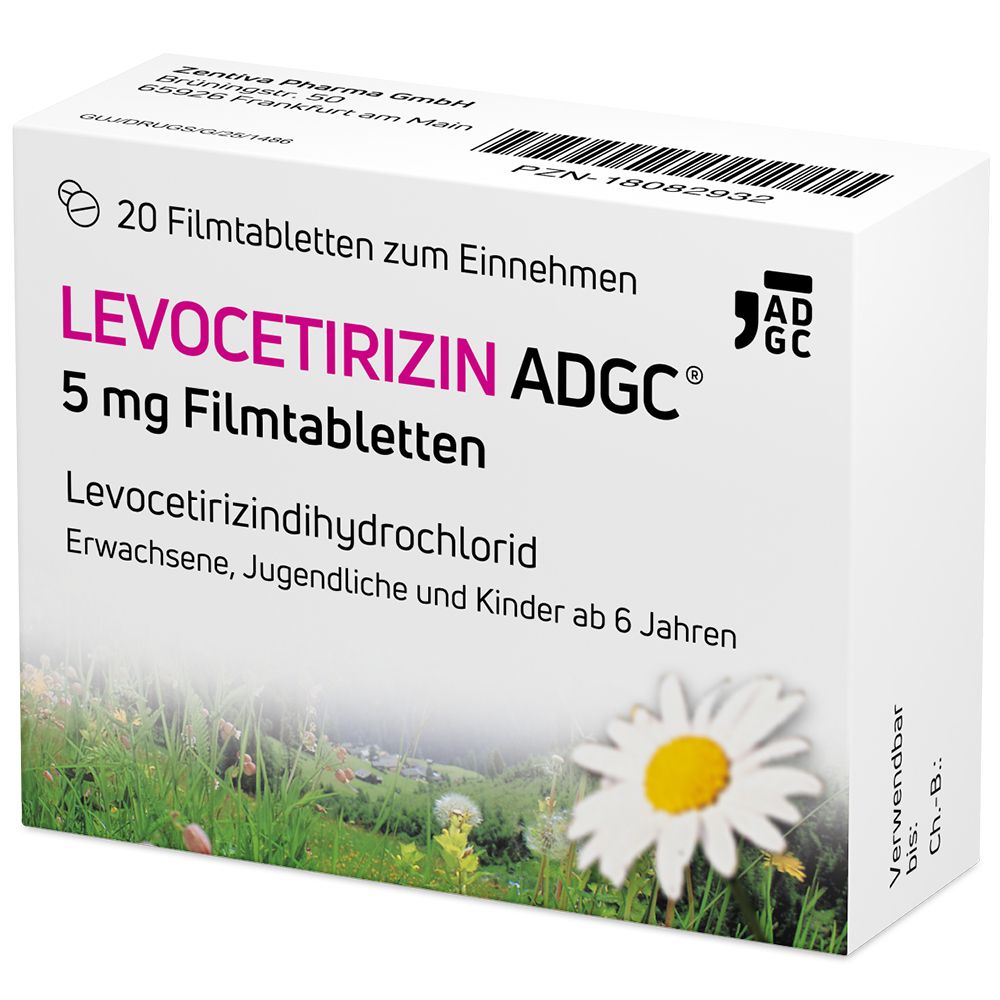 Levocetirizin-Adgc® 5mg vergleichbare Wirkung wie Cetirizin b. halber Dosierung