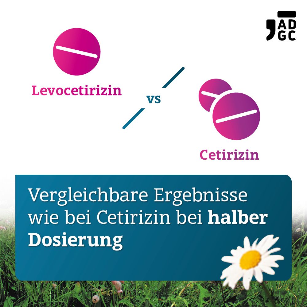 LEVOCETIRIZIN-ADGC® 5mg vergleichbare Wirkung wie Cetirizin b. halber Dosierung