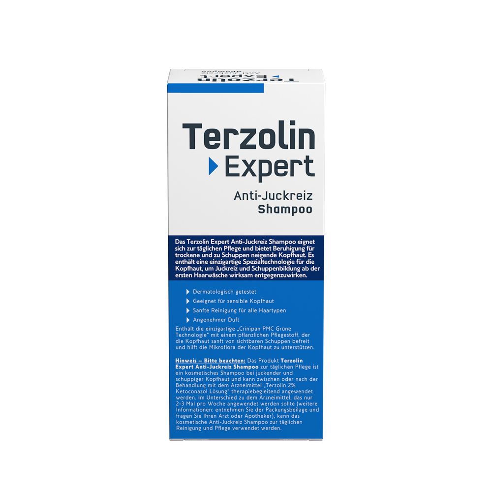Terzolin® Expert Anti-Juckreiz Shampoo bei Juckreiz, trockenen & fettigen Schuppen. Wirkt ab der 1. Anwendung gegen Juckreiz und Schuppen.