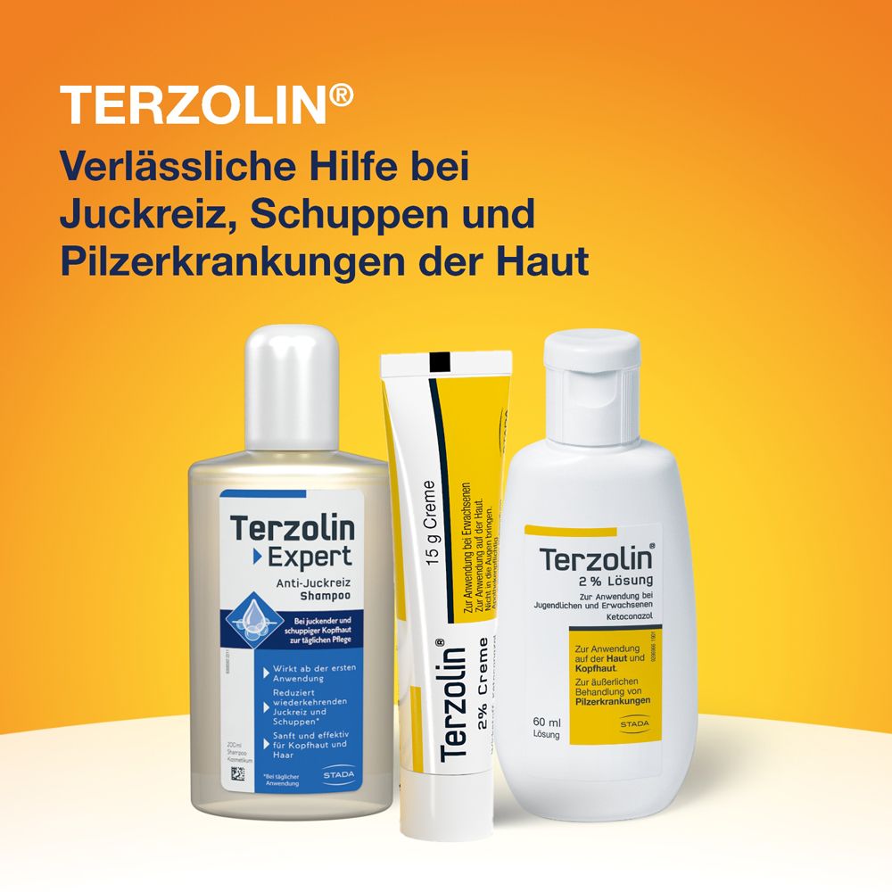 Terzolin® Expert Anti-Juckreiz Shampoo bei Juckreiz, trockenen & fettigen Schuppen. Wirkt ab der 1. Anwendung gegen Juckreiz und Schuppen.