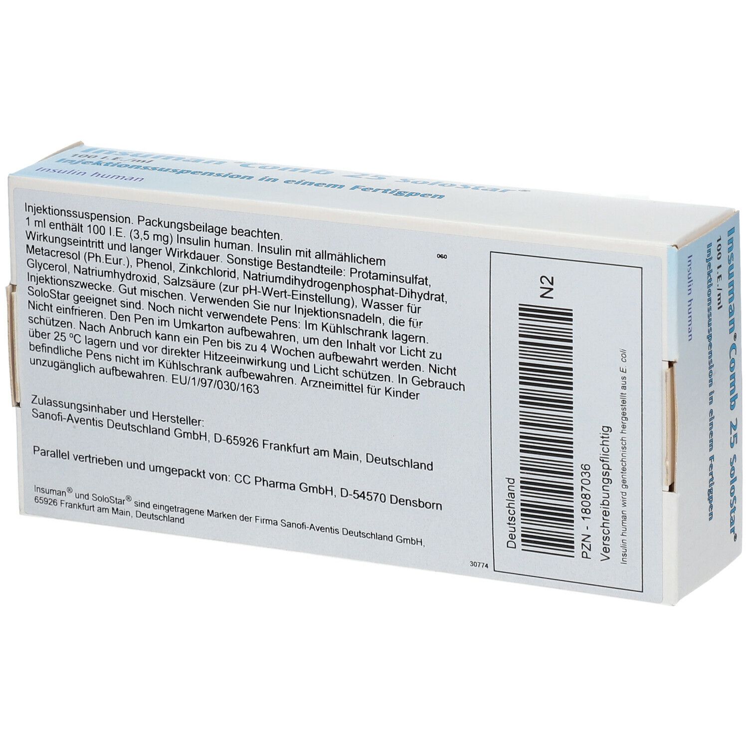 INSUMAN Comb 25 100 I.E./ml SoloStar Fertigpen