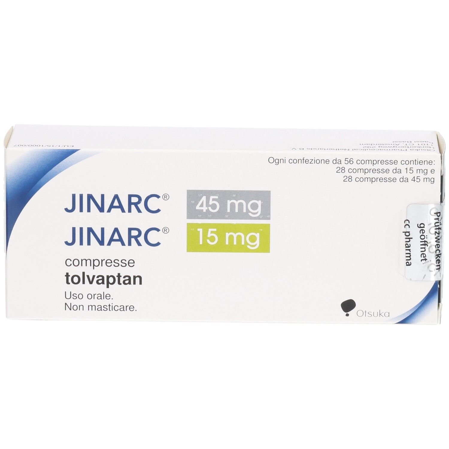 JINARC 45 mg + 15 mg Tabletten Verpackung. Enthält 56 Tabletten.