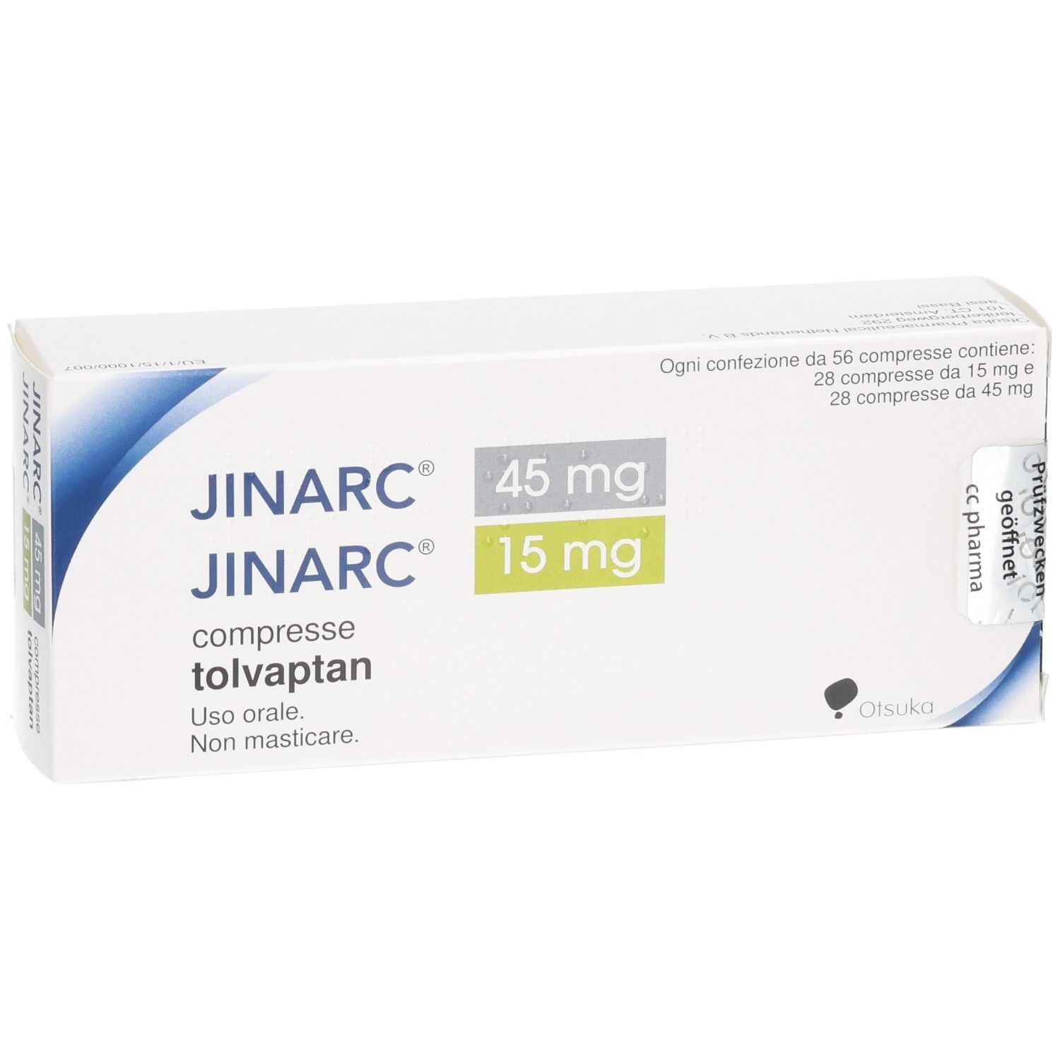 JINARC 45 mg + 15 mg Tabletten Verpackung. Enthält 56 Tabletten.
