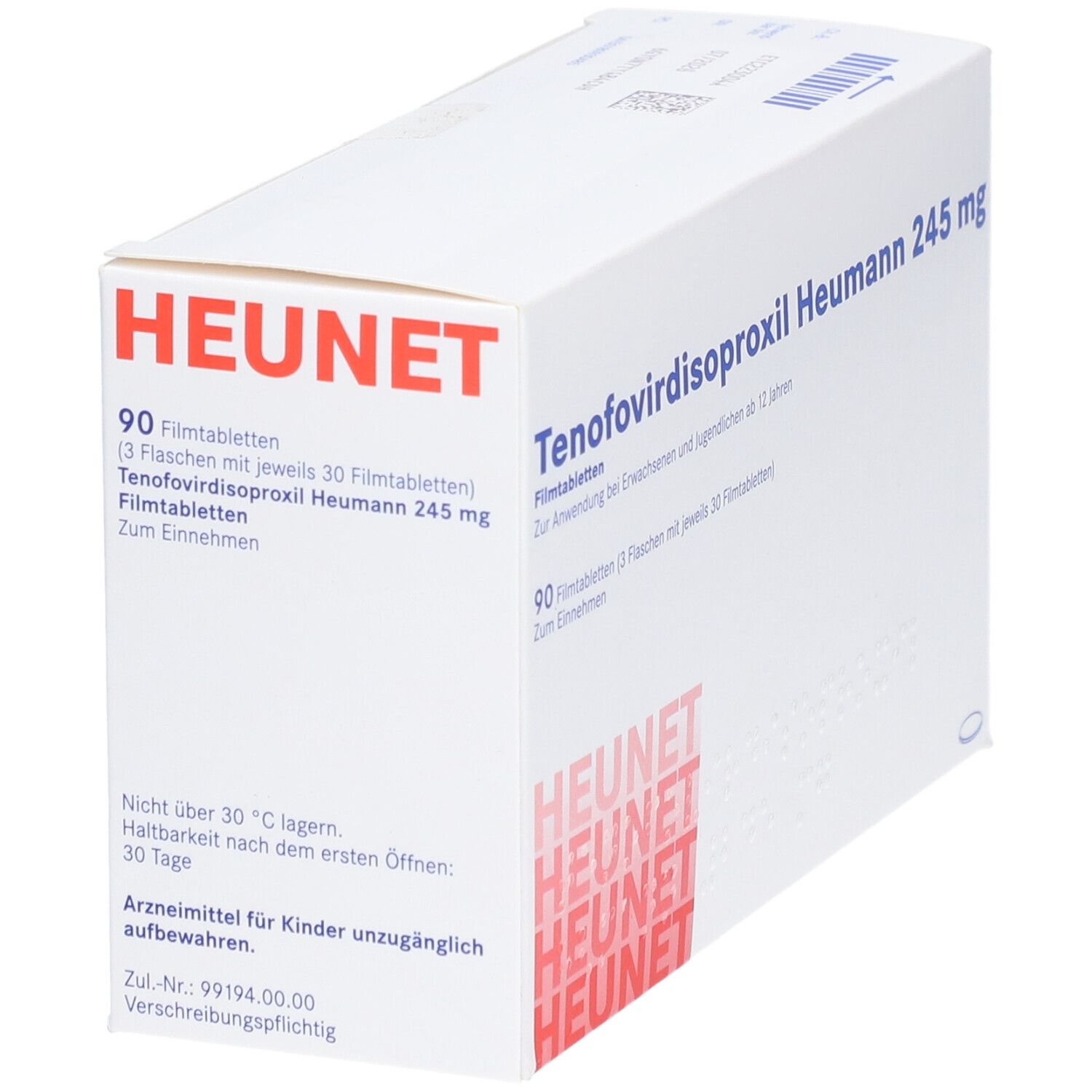 Tenofovirdisoproxil Heumann 245 mg Filmtab.Heunet 30 St Filmtabletten