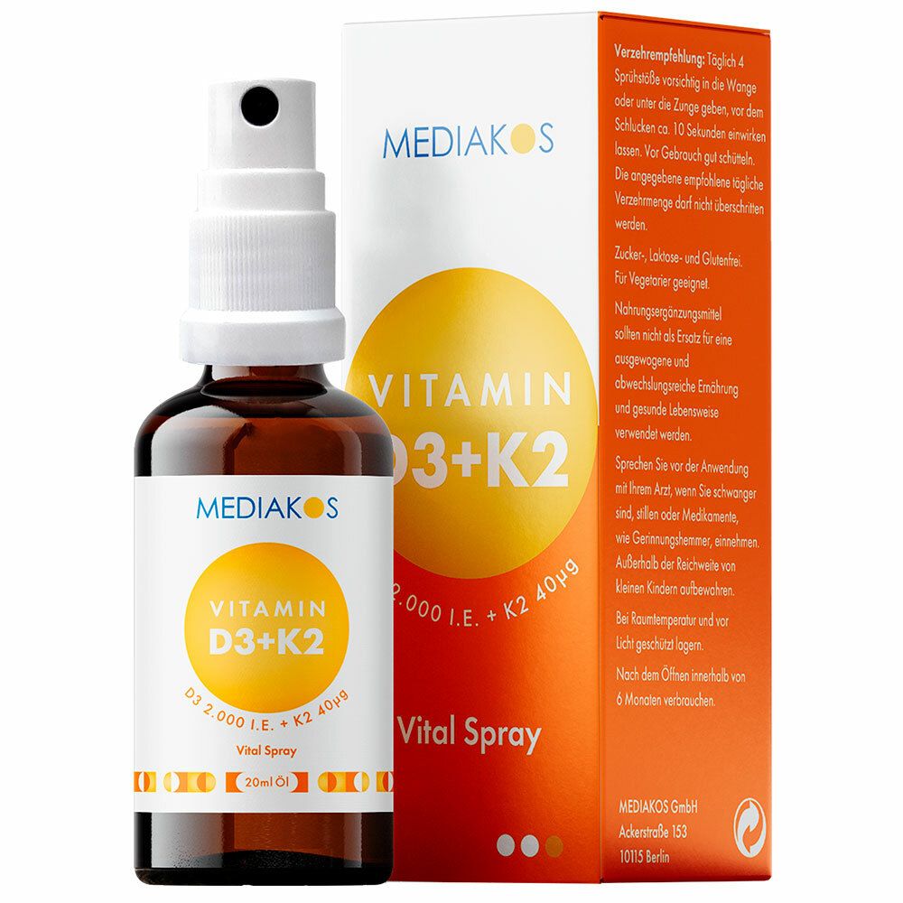 MEDIAKOS Vitamin D3 + K2 2.000 I.E. 40 µg Vital Spray