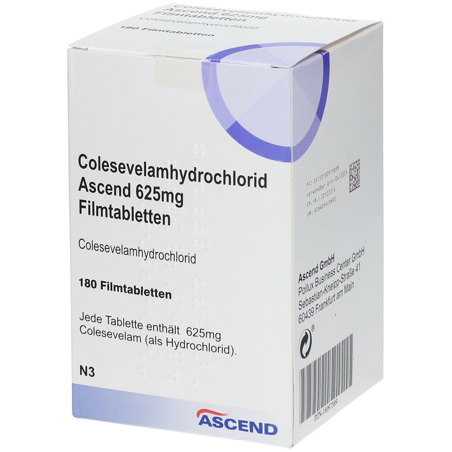 COLESEVELAMHYDROCHLORID Ascend 625 mg Filmtabl.
