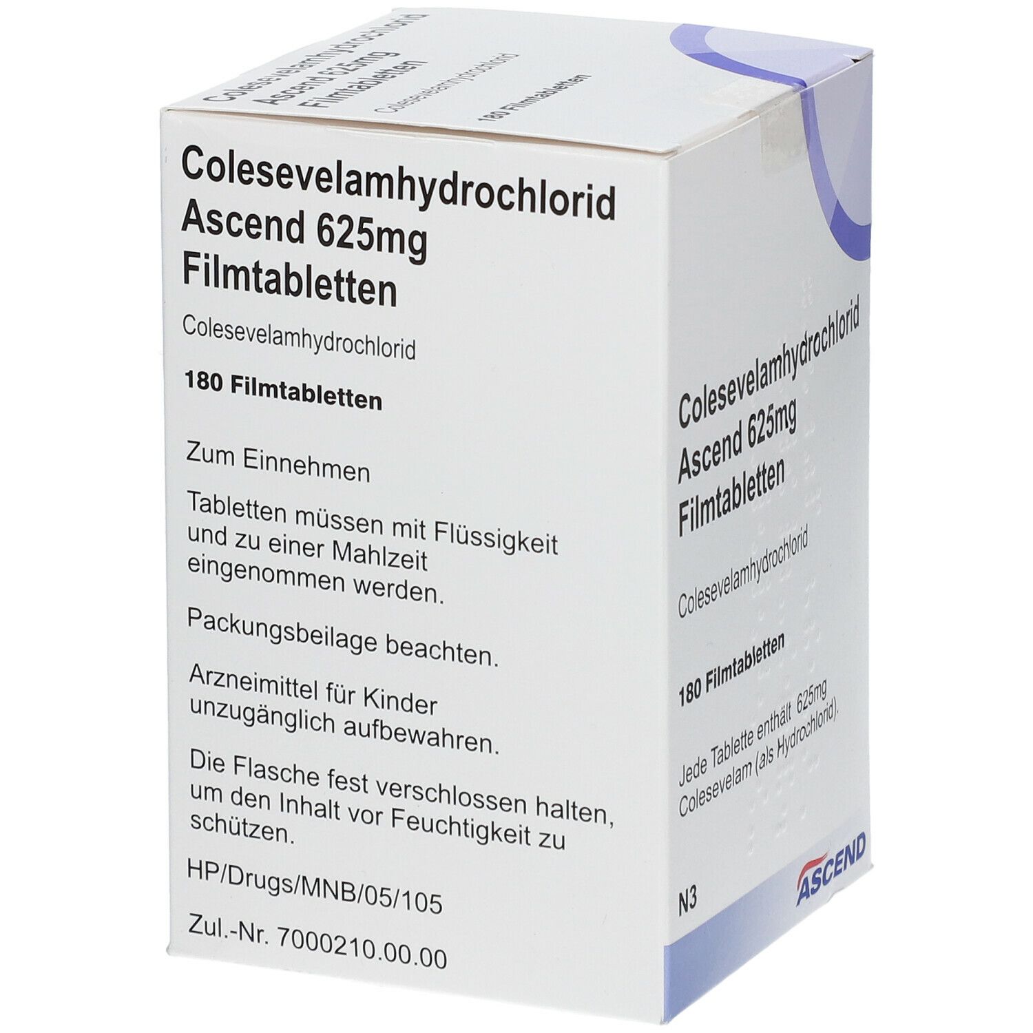 Colesevelamhydrochlorid Ascend 625 mg Filmtabl. 180 St Filmtabletten