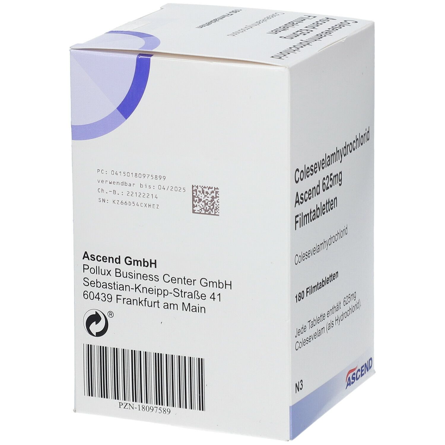 COLESEVELAMHYDROCHLORID Ascend 625 mg Filmtabl.