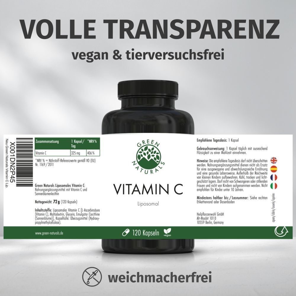 GREEN NATURALS Liposomales Vitamin C 325 mg zur Unterstützung des Immunsystems