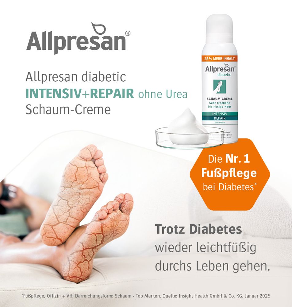 Allpresan diabetic INTENSIV + REPAIR Schaum-Creme ohne Urea