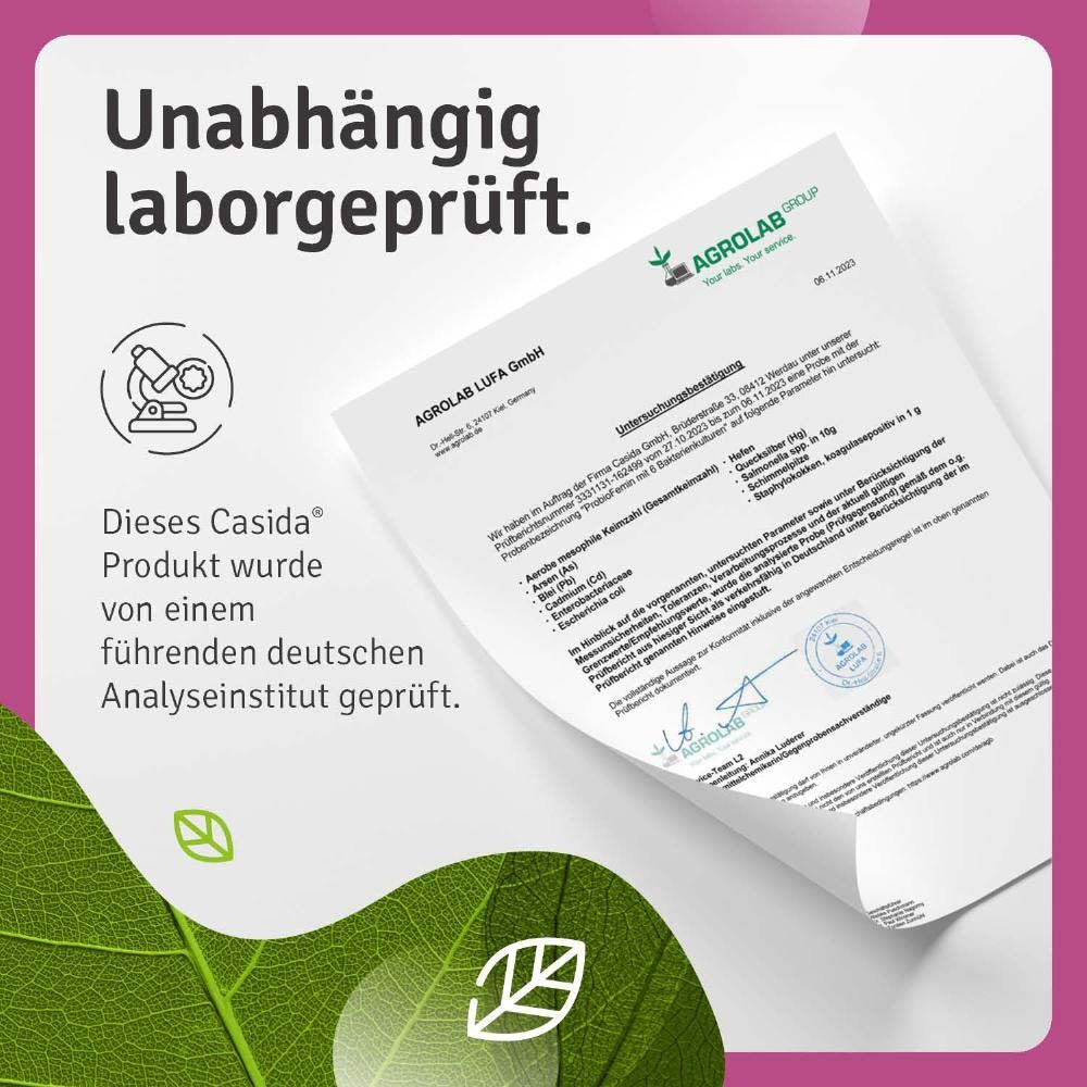 AGROLAB-Zertifikat. Casida Produkt von deutschem Analyseinstitut geprüft.