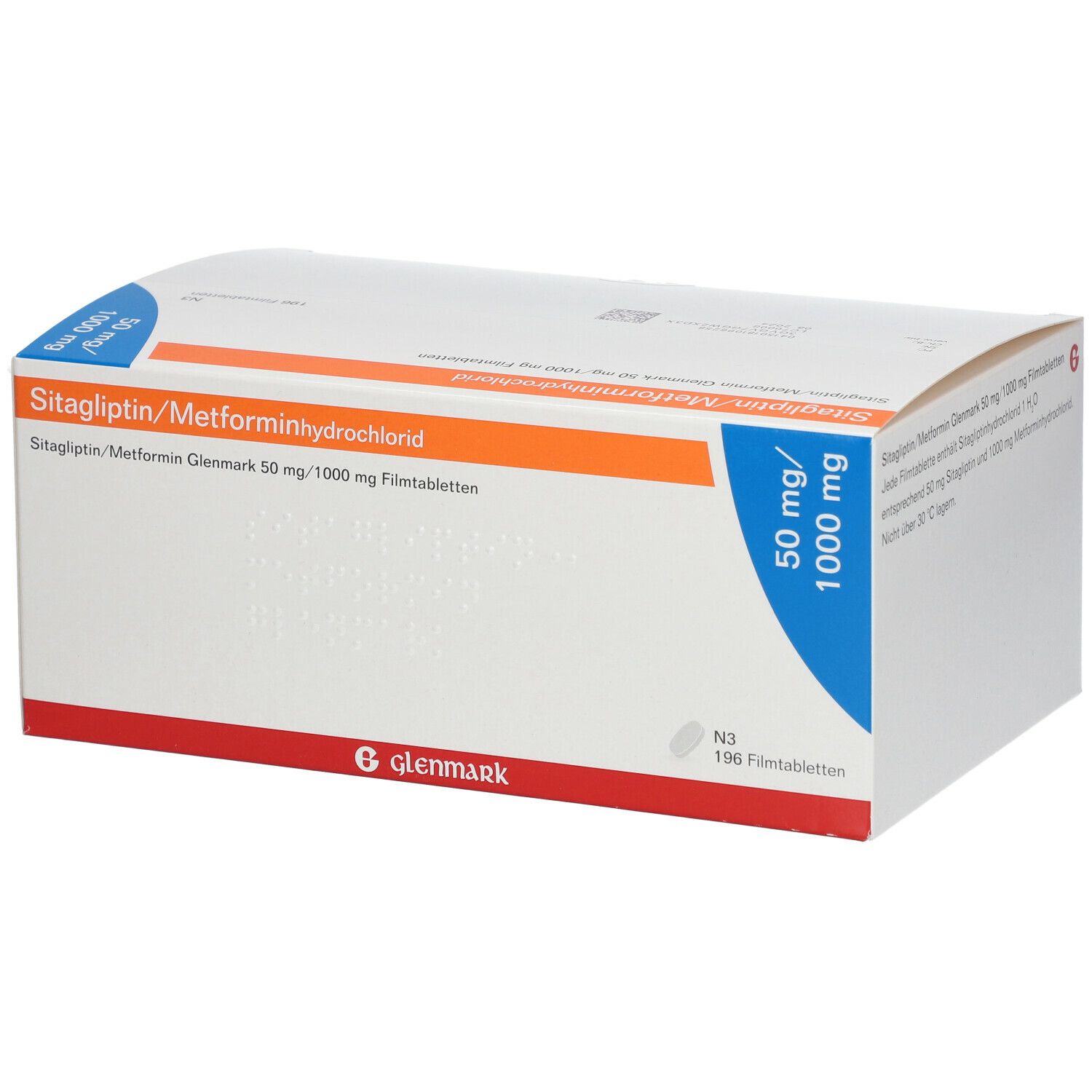 SITAGLIPTIN/Metformin Glenmark 50 Mg/1000 Mg FTA 196 St Mit Dem E ...