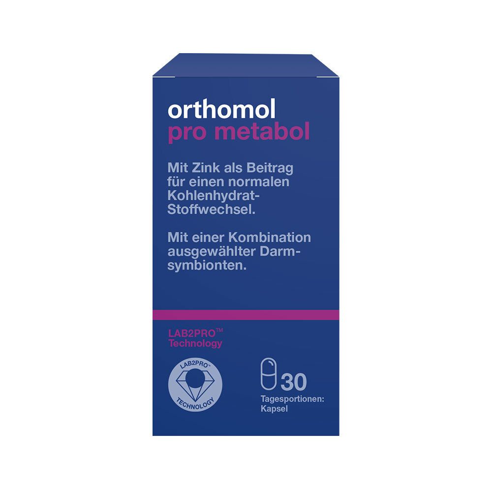 Orthomol Pro metabol - enthält eine Kombination ausgewählter Darmsymbionten und Zink - Kapseln