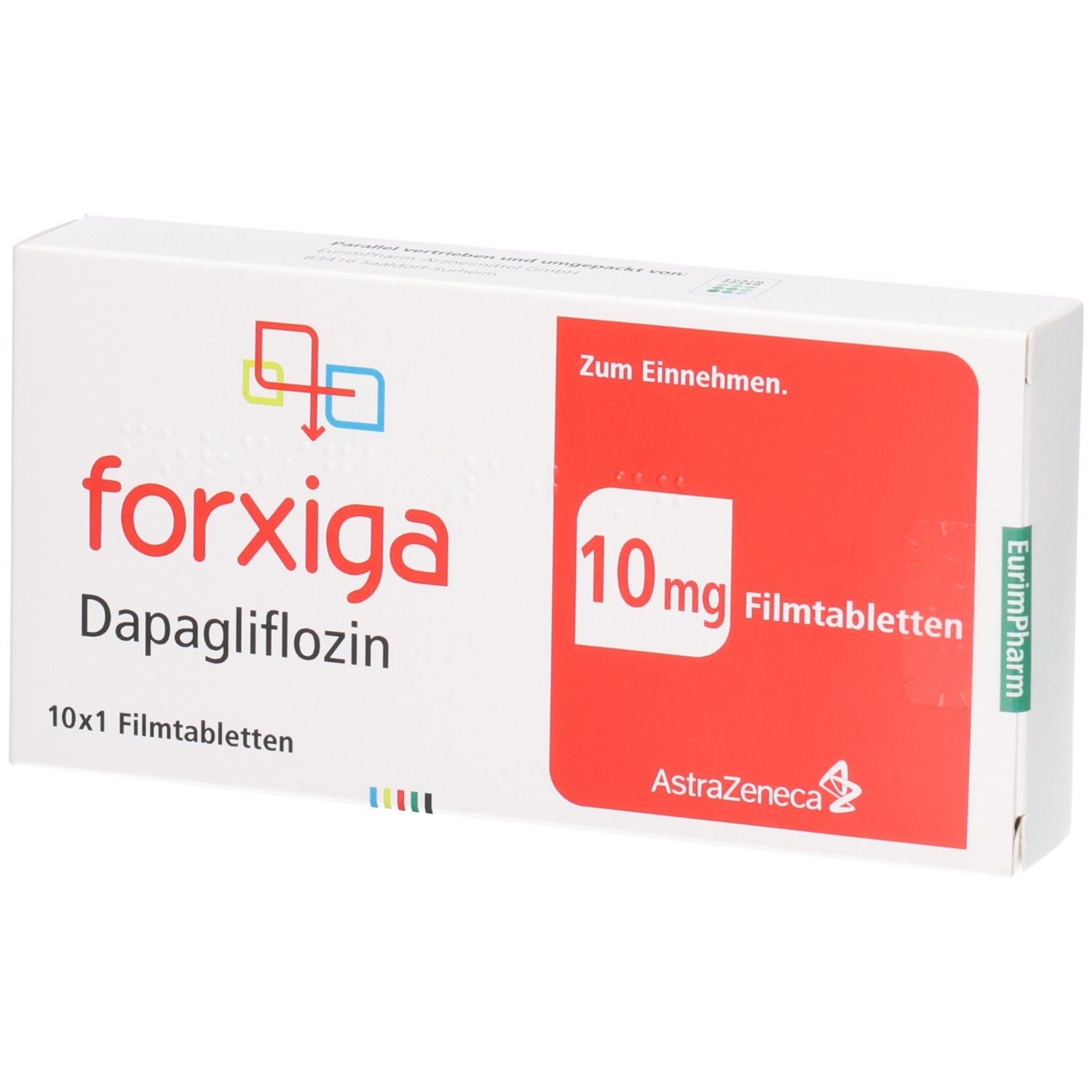 Forxiga 10 mg Filmtabletten Verpackung mit Dapagliflozin.