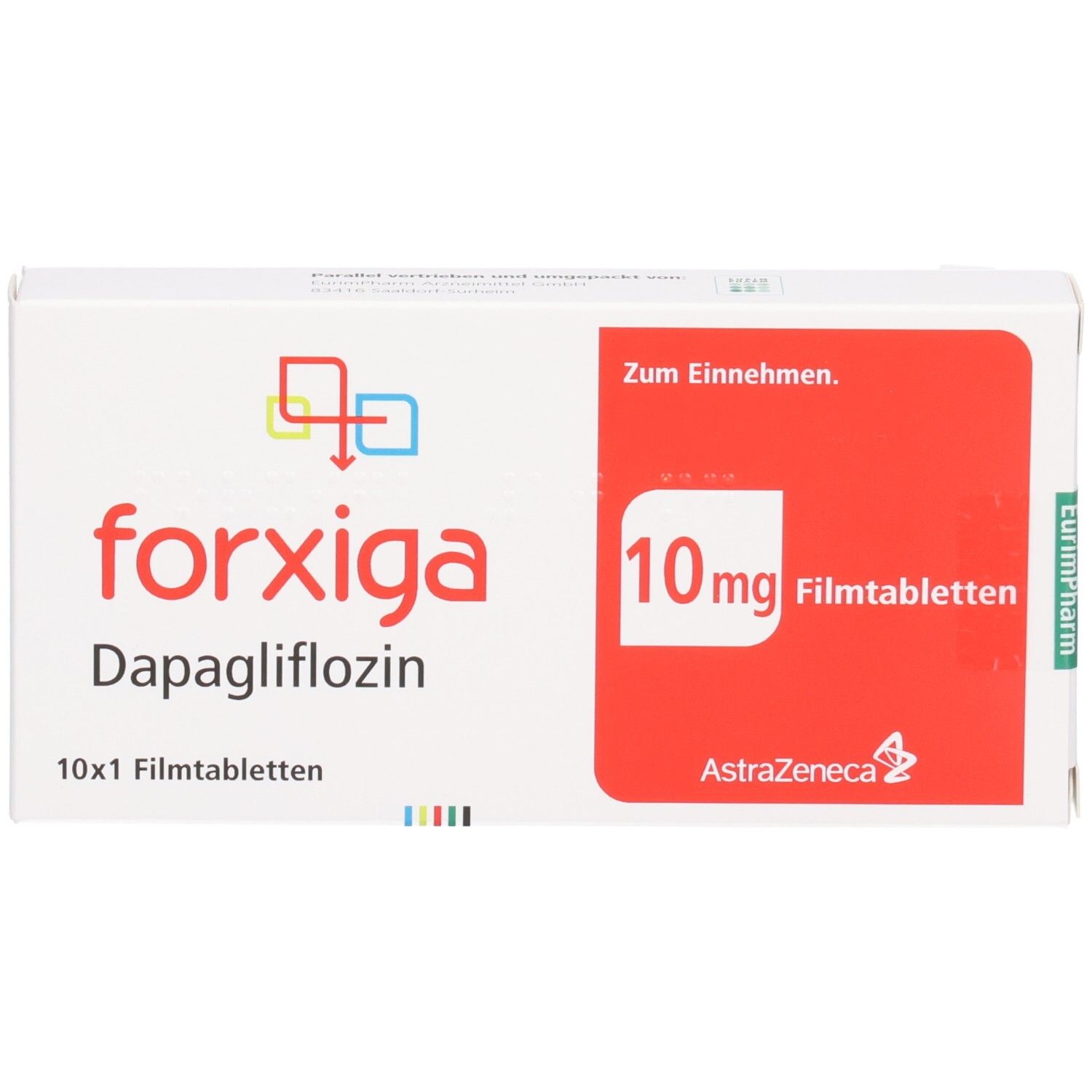 Forxiga 10 mg Filmtabletten Verpackung mit Dapagliflozin.