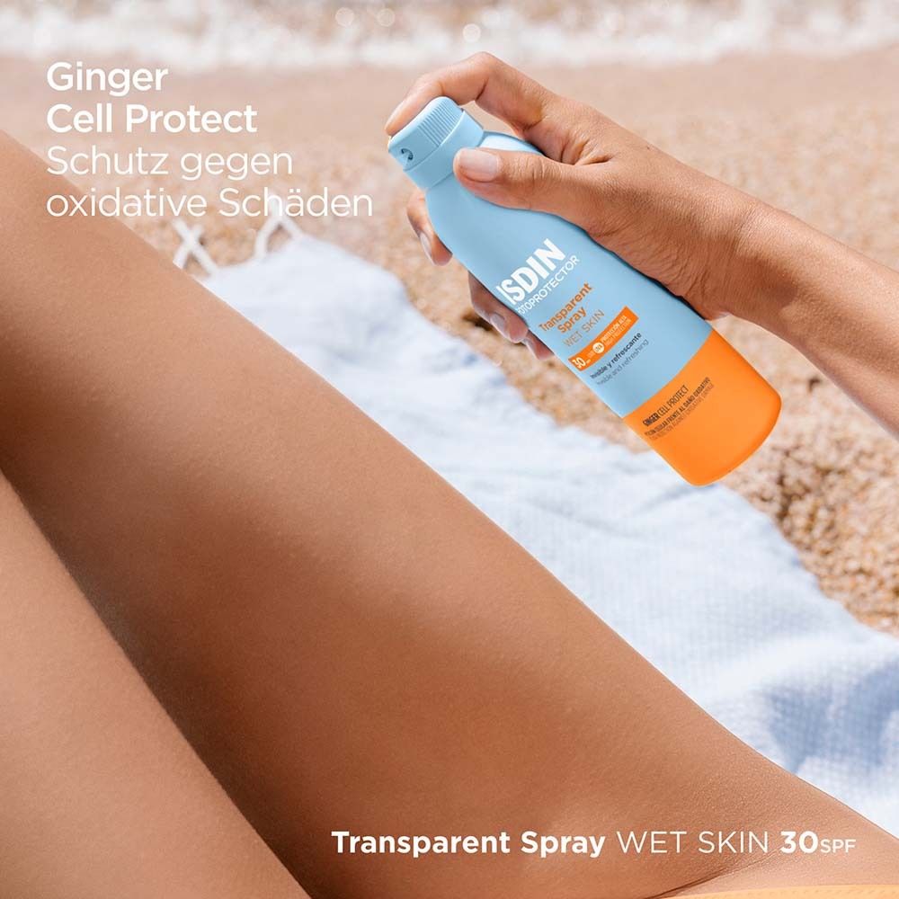 ISDIN Transparent Sonnenspray WET SKIN LSF30 wasserfester Sonnenschutz mit leichter Textur