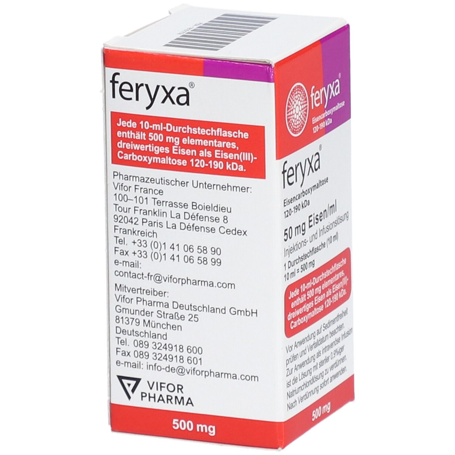 Feryxa 50 mg Eisen/ml Inj.-/Inf.-Lsg.Dsfl.500mg 1x10 ml Injektions-/Infusionslösung