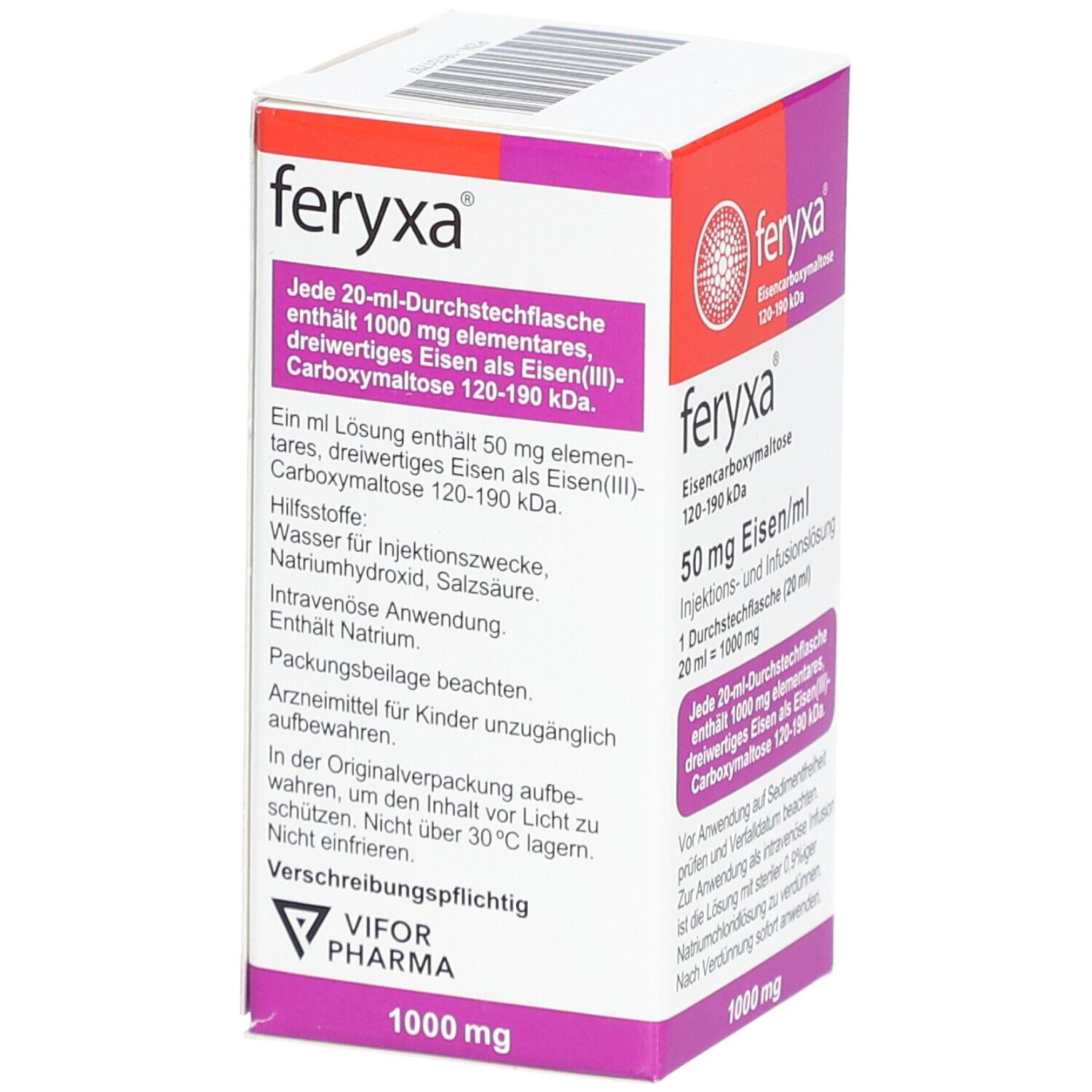 Feryxa 50 mg Eisen/ml Inj.-/Inf.-Lsg.Dsfl.1000mg 1x20 ml Injektions-/Infusionslösung