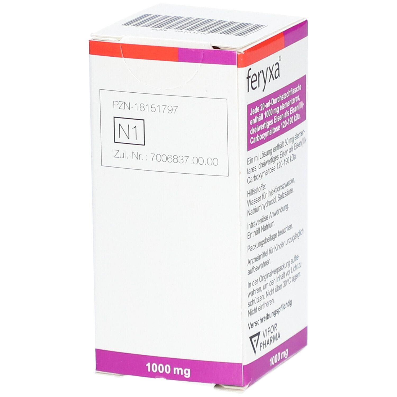 FERYXA 50 mg Eisen/ml Inj.-/Inf.-Lsg.Dsfl.1000mg