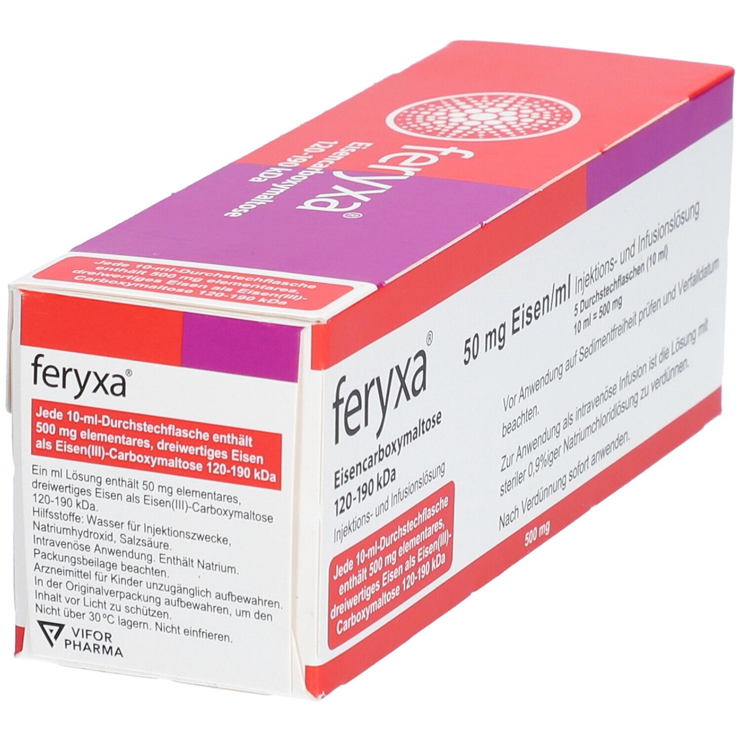 FERYXA 50 mg Eisen/ml Inj.-/Inf.-Lsg.Dsfl.500mg