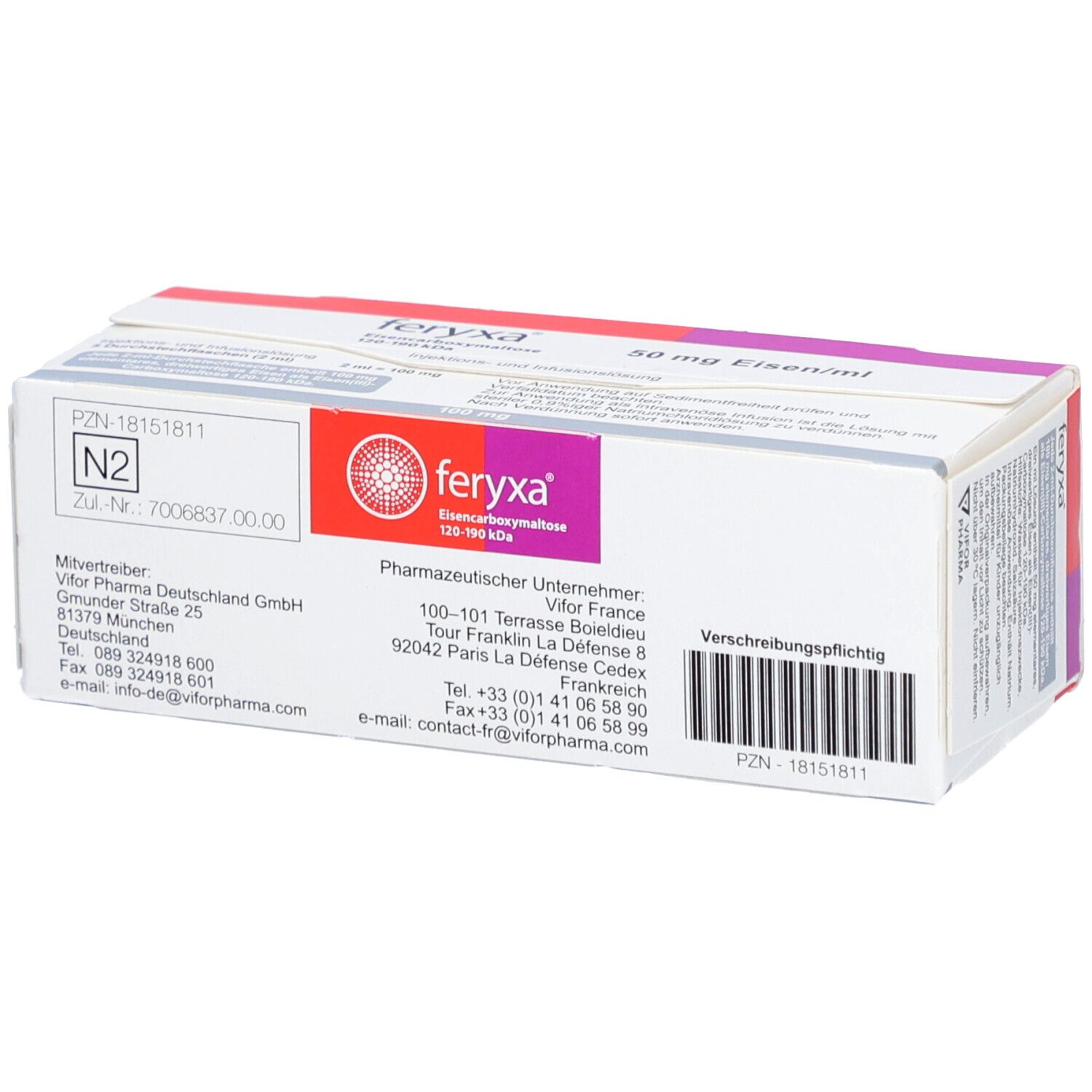 FERYXA 50 mg Eisen/ml Inj.-/Inf.-Lsg.Dsfl.100mg