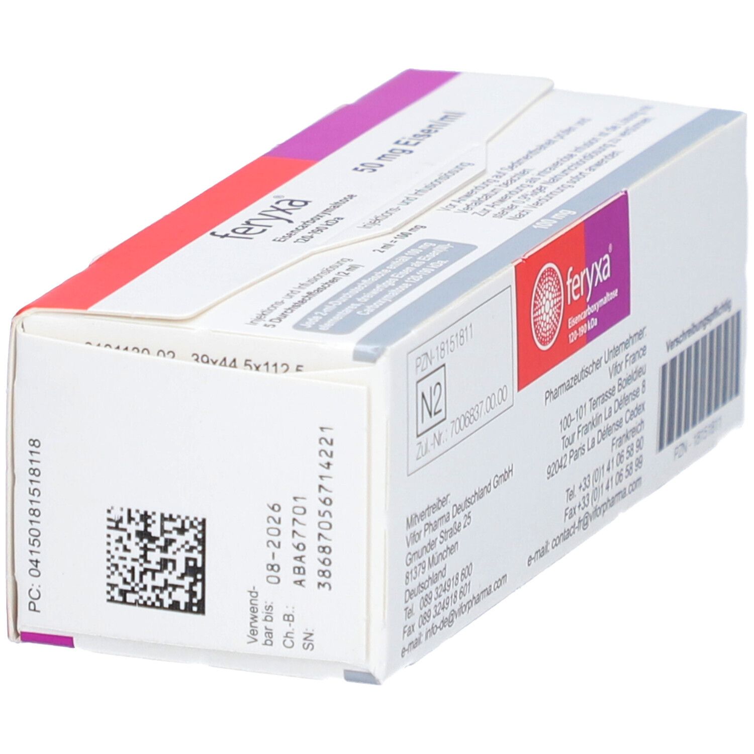 FERYXA 50 mg Eisen/ml Inj.-/Inf.-Lsg.Dsfl.100mg