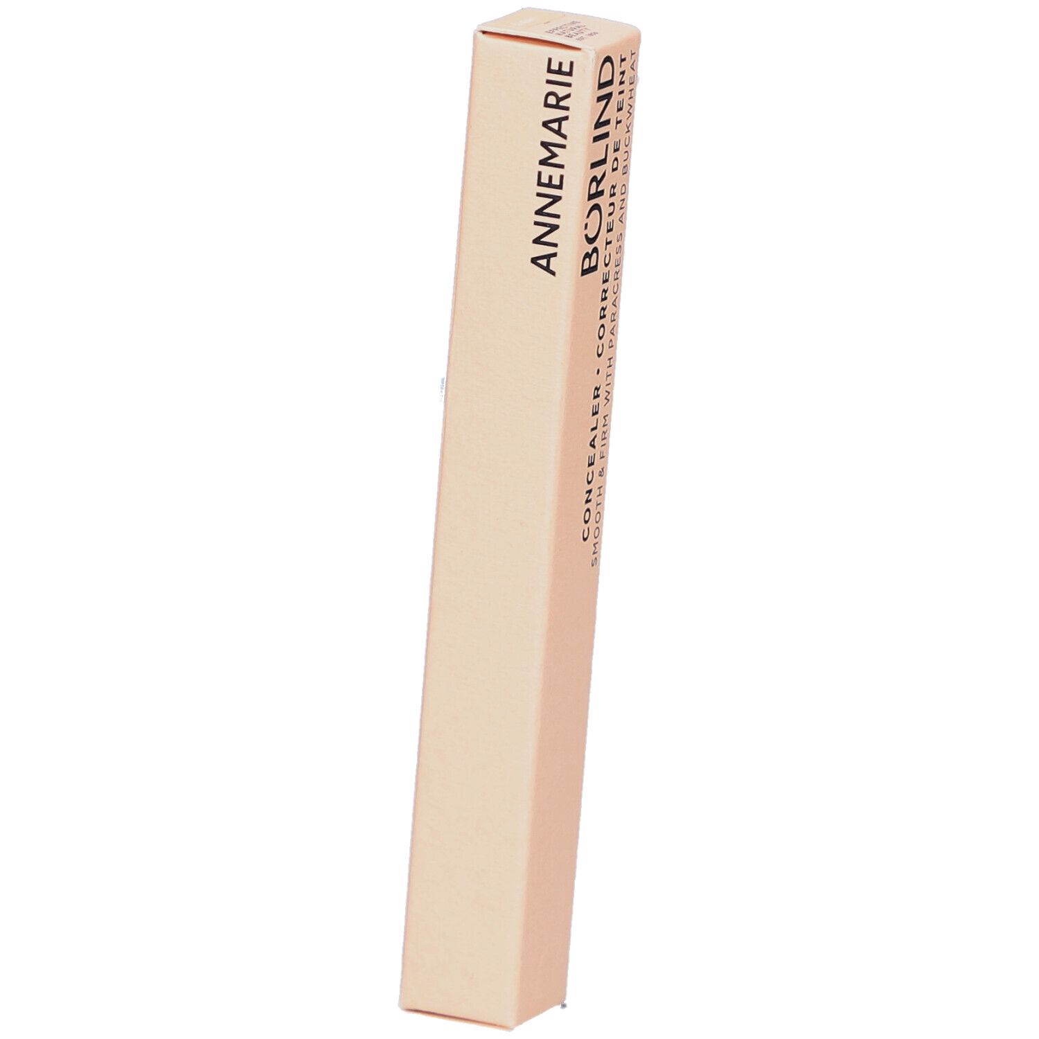 BÖRLIND Concealer-Verpackung. Beige rechteckige Schachtel mit Produktnamen und Logo.